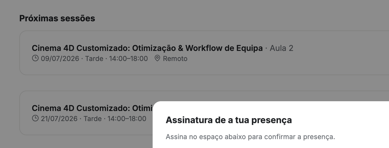 Modal de assinatura de presença
