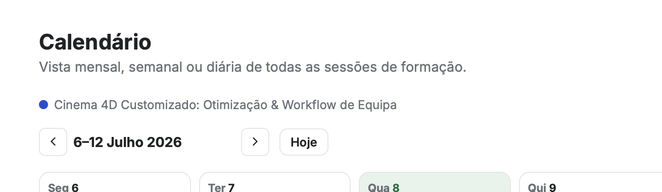 Vista semanal do calendário